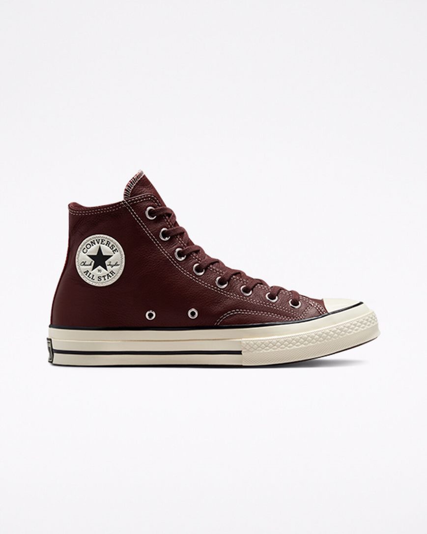 Zapatillas Altas Converse Chuck 70 Cuero Seasonal Color Mujer Burdeos | PE 8E0L54